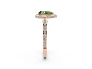 Fancy Green Pear Cut Diamond Halo Pavé Split Shank Ring Set in Rose gold with Prong Setting