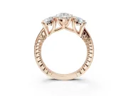 Pear-Shaped Vintage Three Stone Engagement Ring Setting | Graduated Pavé | Rose Gold