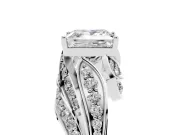 Princess Cut Diamond Solitaire Ring Set in White gold with Layered Twist Pavé Band