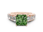 Princess Cut Engagement Ring Setting for a Fancy Green Lab-Grown Diamond | Rose Gold - Design NV-24645