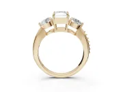 Radiant Cut Three Stone Engagement Ring Setting | Tapered Pave Band | Yellow Gold
