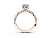 Cushion Cut Pavé Solitaire Engagement Ring Setting for a Fancy Blue Lab-Grown Diamond | Alternating Accents | Rose Gold