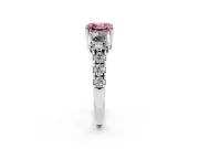 Asscher Cut Three Stone Engagement Ring Setting for a Fancy Pink Lab-Grown Diamond | Accented Shoulders | Platinum