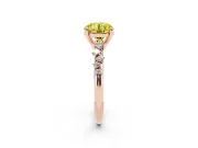 Fancy Yellow Round Cut Diamond Solitaire Vine Band Ring Set in Rose gold with Round Accents and Prong Setting