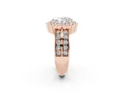 Oval Scalloped Halo Engagement Ring Setting | Double Row Band | Rose Gold