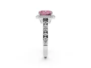 Radiant Cut Accented Halo Engagement Ring Setting for a Fancy Pink Lab-Grown Diamond | Platinum