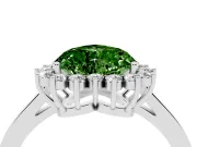 Fancy Green Heart Cut Diamond Halo Ring Set in Platinum with Round Halo and Smooth Solitaire Band