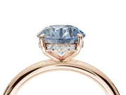 Round Hidden Halo Engagement Ring Setting for a Fancy Blue Lab-Grown Diamond | Rose Gold