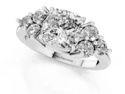 Cushion Cut Diamond Solitaire Ring Set in White gold with Cluster Accents on Each Side
