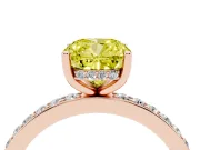 Cushion Cut Hidden Halo Engagement Ring Setting for a Fancy Yellow Lab-Grown Diamond | Rose Gold