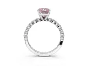 Radiant Cut Pavé Solitaire Engagement Ring Setting for a Fancy Pink Lab-Grown Diamond | Alternating Accents | White Gold
