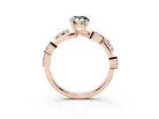 Pear-Shaped Twisted Vine Engagement Ring Setting for a Black Center | Marquise Leaves | Rose Gold