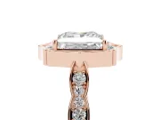 Princess Cut Vintage Scalloped Halo Engagement Ring Setting | Pave Band | Rose Gold