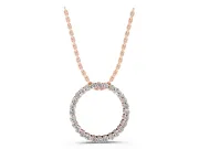 Round Lab-Grown Diamond Small Eternity Circle Pendant Necklace | Prong Set | Rose Gold