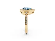 Pear-Shaped Milgrain Halo Engagement Ring Setting for a Fancy Blue Lab-Grown Diamond | Graduated Pavé | Yellow Gold