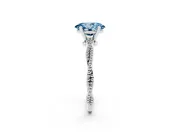 Fancy Blue Oval Cut Diamond Solitaire Ring Set in Silver with Twisted Band and Bead Prong Setting