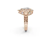 Pear-Shaped Vintage Halo Engagement Ring Setting | Art Deco Side Panels | Rose Gold