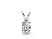Oval Lab-Grown Diamond Solitaire Pendant Necklace | Split V Bail | Sterling Silver