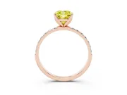 Cushion Cut Pave Solitaire Engagement Ring Setting for a Fancy Yellow Lab-Grown Diamond | Slim Band | Rose Gold