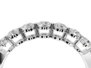 Round Lab-Grown Diamond Half Eternity Wedding Band | Raised Round Heads | Sterling Silver