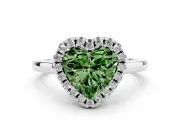 Heart-Shaped Halo Engagement Ring Setting for a Fancy Green Lab-Grown Diamond | Flat Tapered Band | Platinum