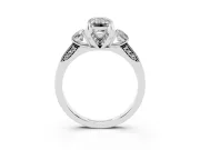 Emerald Cut Hidden Halo Three Stone Engagement Ring Setting | Pave Gallery | Sterling Silver