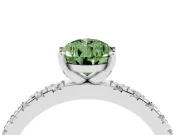Pear-Shaped Pavé Solitaire Engagement Ring Setting for a Fancy Green Lab-Grown Diamond | Platinum
