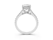 Princess Cut Hidden Halo Pave Engagement Ring Setting | Claw Prongs | Platinum