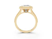 Asscher Cut Vintage Milgrain Halo Engagement Ring Setting | Bezel Head | Yellow Gold