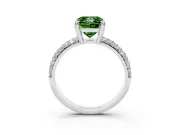 Princess Cut Three Row Pave Engagement Ring Setting for a Fancy Green Lab-Grown Diamond | White Gold