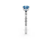 Cushion Cut Pave Solitaire Engagement Ring Setting for a Fancy Blue Lab-Grown Diamond | Slim Band | Sterling Silver