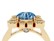 Round Milgrain Cluster Halo Engagement Ring Setting for a Fancy Blue Lab-Grown Diamond | Plain Band | Yellow Gold