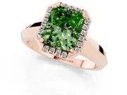 Radiant Cut Knife-Edge Halo Engagement Ring Setting for a Fancy Green Lab-Grown Diamond | Rose Gold