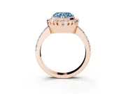 Heart-Shaped Milgrain Halo Engagement Ring Setting for a Fancy Blue Lab-Grown Diamond | Pavé Shoulders | Rose Gold