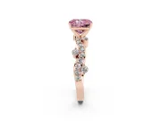 Fancy Pink Radiant Cut Diamond Solitaire Twisted Band Set in Rose gold with Pavé Setting