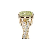 Cushion Cut Twisted Pavé Solitaire Engagement Ring Setting for a Fancy Yellow Lab-Grown Diamond | Yellow Gold