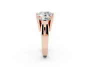 Round Channel-Set Three Stone Engagement Ring Setting | Wide Flat Band | Rose Gold