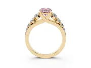 Oval Graduated Side Stone Engagement Ring Setting for a Fancy Pink Lab-Grown Diamond | Flat Top Band | Yellow Gold