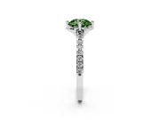 Round Floral Engagement Ring Setting for a Fancy Green Lab-Grown Diamond | Pavé Band | White Gold