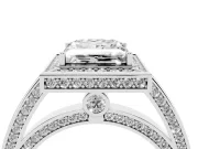Princess Cut Diamond Halo Pavé Split Shank Ring Set in White gold with Prong Setting