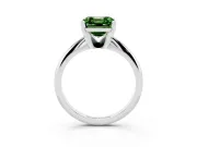 Fancy Green Asscher Cut Diamond Solitaire Ring Set in White gold with Prong Setting on a Plain Round Band