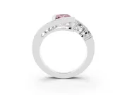 Fancy Pink Radiant Cut Diamond Bezel Bypass Ring Set in Silver with Round Accents