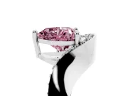 Heart-Shaped Bypass Solitaire Engagement Ring Setting for a Fancy Pink Lab-Grown Diamond | Pavé Ribbon | White Gold