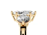 Marquise Cut Diamond Three-Stone Ring Set in Yellow gold with Prong Setting and Classic Band