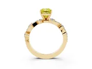 Radiant Cut Twisted Pavé Engagement Ring Setting for a Fancy Yellow Lab-Grown Diamond | Bar Stations | Yellow Gold