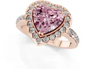 Heart-Shaped Milgrain Halo Engagement Ring Setting for a Fancy Pink Lab-Grown Diamond | Pavé Shoulders | Rose Gold