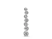 Round Lab-Grown Diamond Graduated Wave Wire Pendant Necklace | Prong Set | White Gold