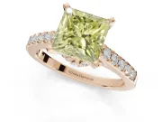 Princess Cut Pavé Solitaire Engagement Ring Setting for a Fancy Yellow Lab-Grown Diamond | Crossover Gallery | Rose Gold