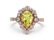 Pear-Shaped Scalloped Halo Engagement Ring Setting for a Fancy Yellow Lab-Grown Diamond | Milgrain Edges | Rose Gold