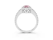 Pear-Shaped Pave Halo Engagement Ring Setting for a Fancy Pink Lab-Grown Diamond | Platinum